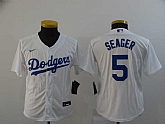 Women Dodgers 5 Corey Seager White 2020 Nike Cool Base Jersey,baseball caps,new era cap wholesale,wholesale hats